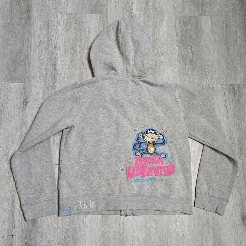 Vintage Y2K Bobby Jack Grey Embroidered Full Zip Hoodie Special Edition Youth? - Picture 2 of 8